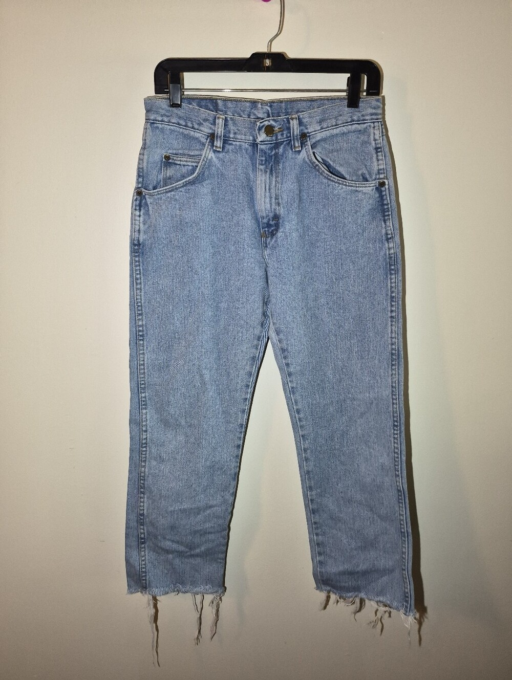 28) Vintage Wrangler 100% Cotton Straight Leg High Rise Raw Hem Denim Jeans